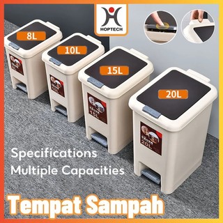 Hoptech-Tempat Sampah Injak 8L/10L/15L/20L | Tong Sampah Plastik Tertutup untuk Dapur & Kamar Mandi