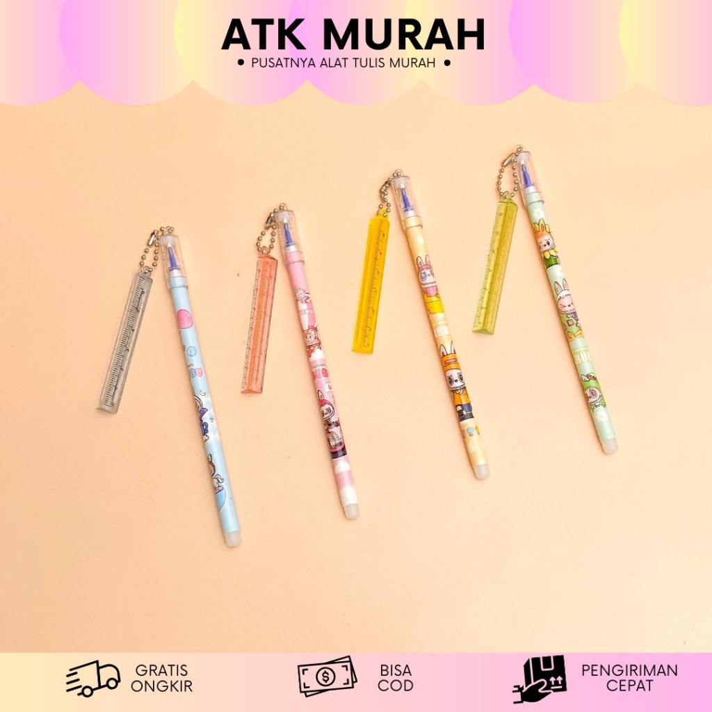 GANTUNGAN MUBU RULER ปากกาแขวน (หน้าจอ) PG-1634 ERASABLE CUTE MONSTER POPMART ปากกาน่ารัก