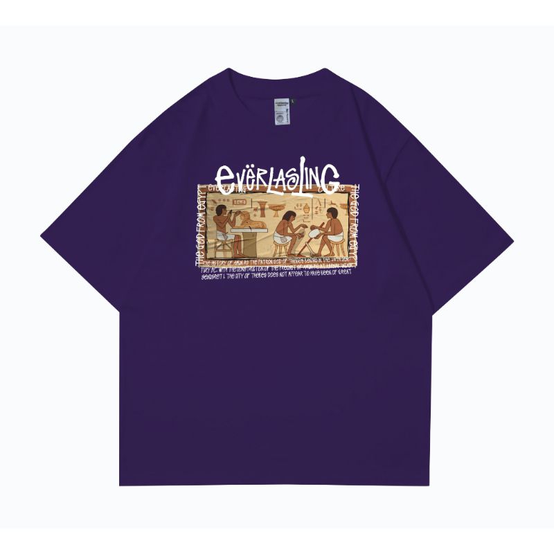 EVERLASTING APPAREL เสื้อยืดโอเวอร์ไซส์ Egypt God สีม่วงเข้ม | เสื้อยืด Skena Oversize สําหรับผู้ชาย