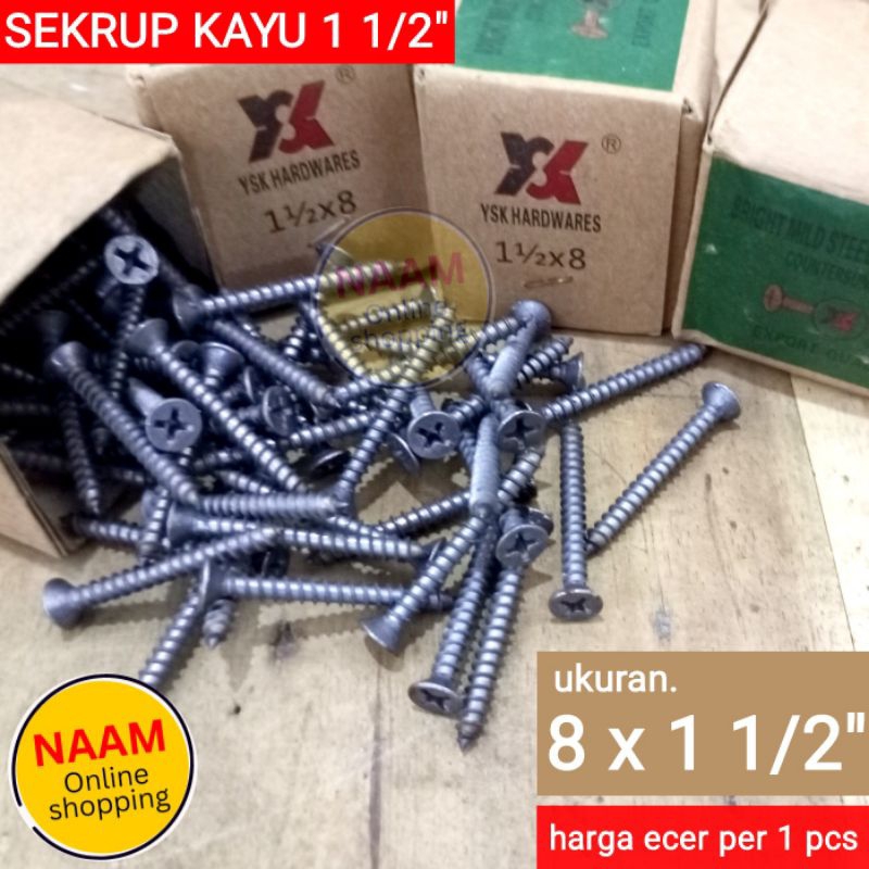 (8x1 1/2") FULL TREAD SCREWDRIVER SCREW - 1 1/2 IN WOOD SCREW - 8 X 1 1/2 นิ้วสําหรับ WOOD & FURNITU