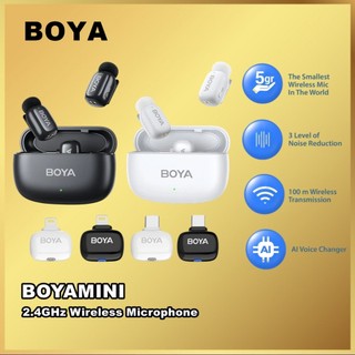 Boya mini BoyaMini Mikrofon Klip Nirkabel 2.4GHz Ultra-Mini Wireless Microphone AI Port Lightning & USB Type-C