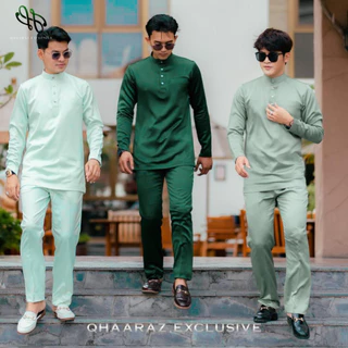 UNGU Caffen Baju Melayu ผู้ชายโมเดิร์นมุสลิม Koko ชุดซาตินกํามะหยี่วัสดุชุด Kurta เสื้อผ้าสั้น Musangaelk Belanga Kurung Malaysia Riau พรีเมี่ยมสีม่วง Burgundy