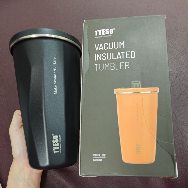 Tumbler Tyeso 8848 600ml แก้วน้ําสีดําสูญญากาศสแตนเลสทนทานร้อนเย็น