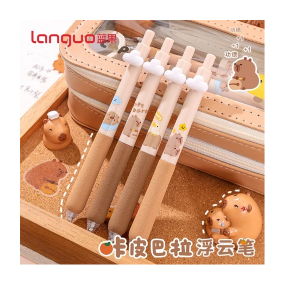 Gramedia Surabaya - Languo Press Gel Pen Happy Capybara Black F5010-JZ