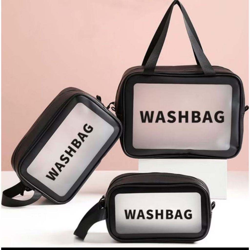 กระเป๋าเครื่องสําอางใส WASHBAG Pouch Travel Make Up Bag Organizer Cosmetic Wallet Toiletry Waterproo