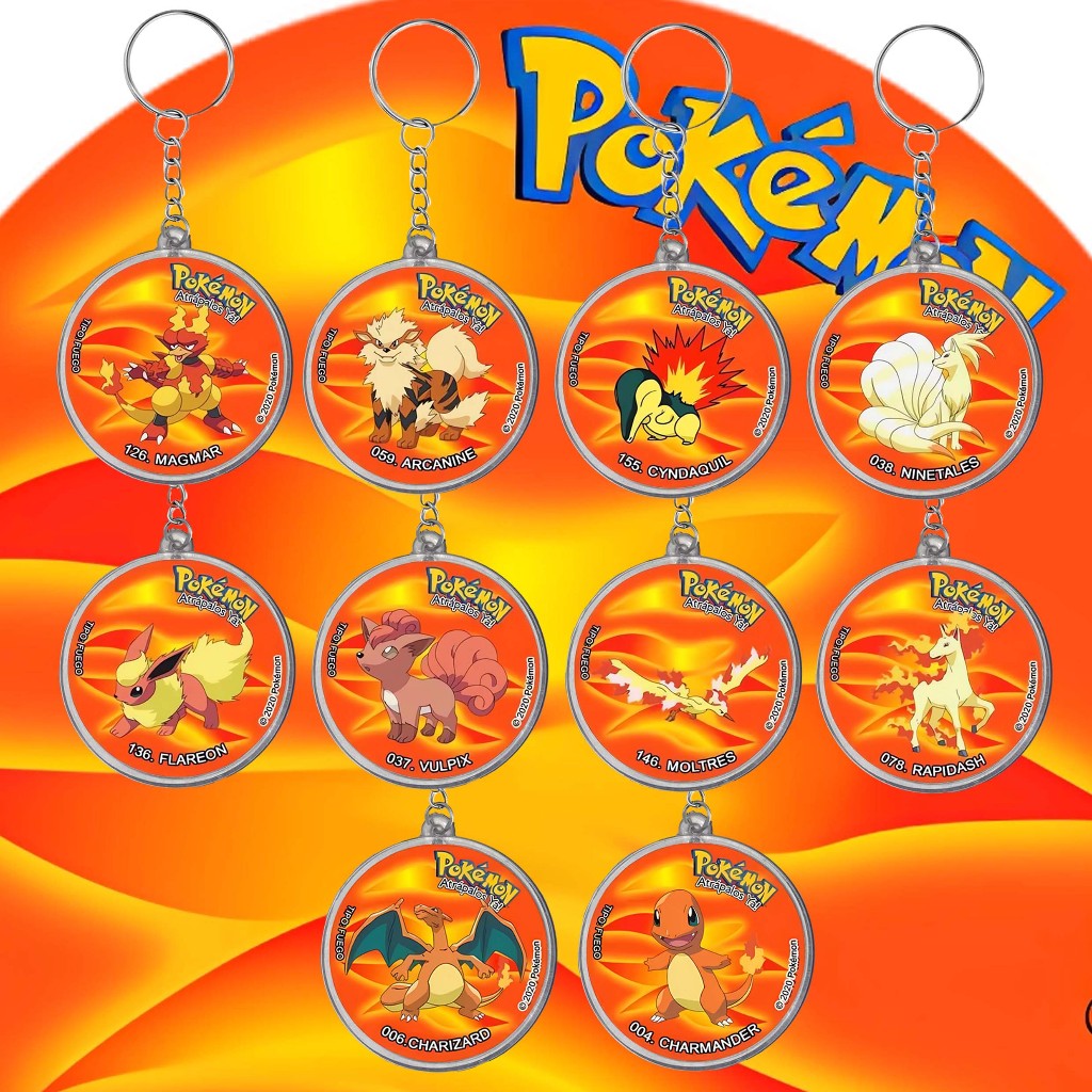 GANTUNGAN POKEMON TAZOS ชนิดไฟ อะคริลิค KEYCHAIN