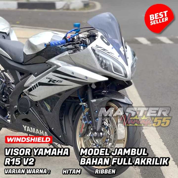 VISOR R15 V2 WINDSHIELD R15 V2 รุ่น CRESCENT FULL ACRYLIC MATERIAL MV55