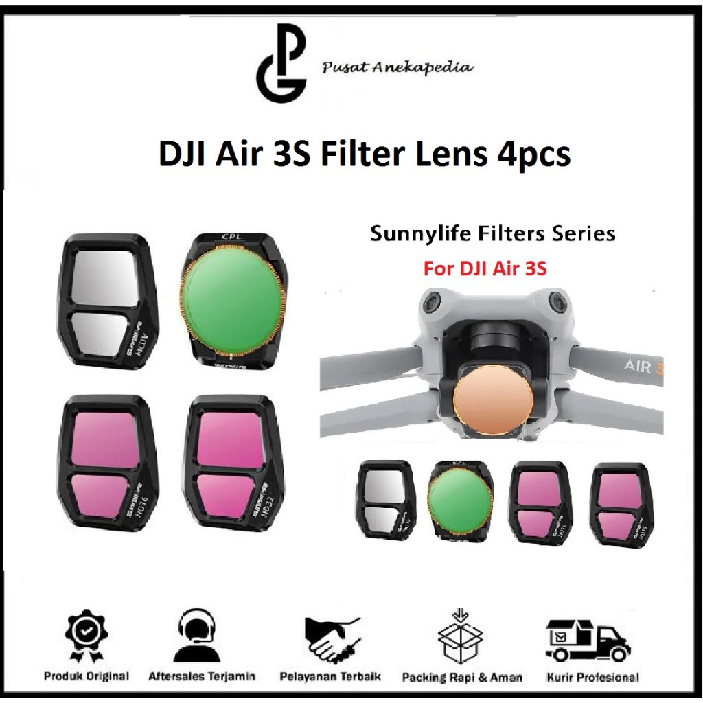 Dji Air 3S Filter Lens Combo เนื้อหา 4 ชิ้น MCUV+ND32+CPL+ND64 - Dji Air 3 Sunnylife Lens Filter
