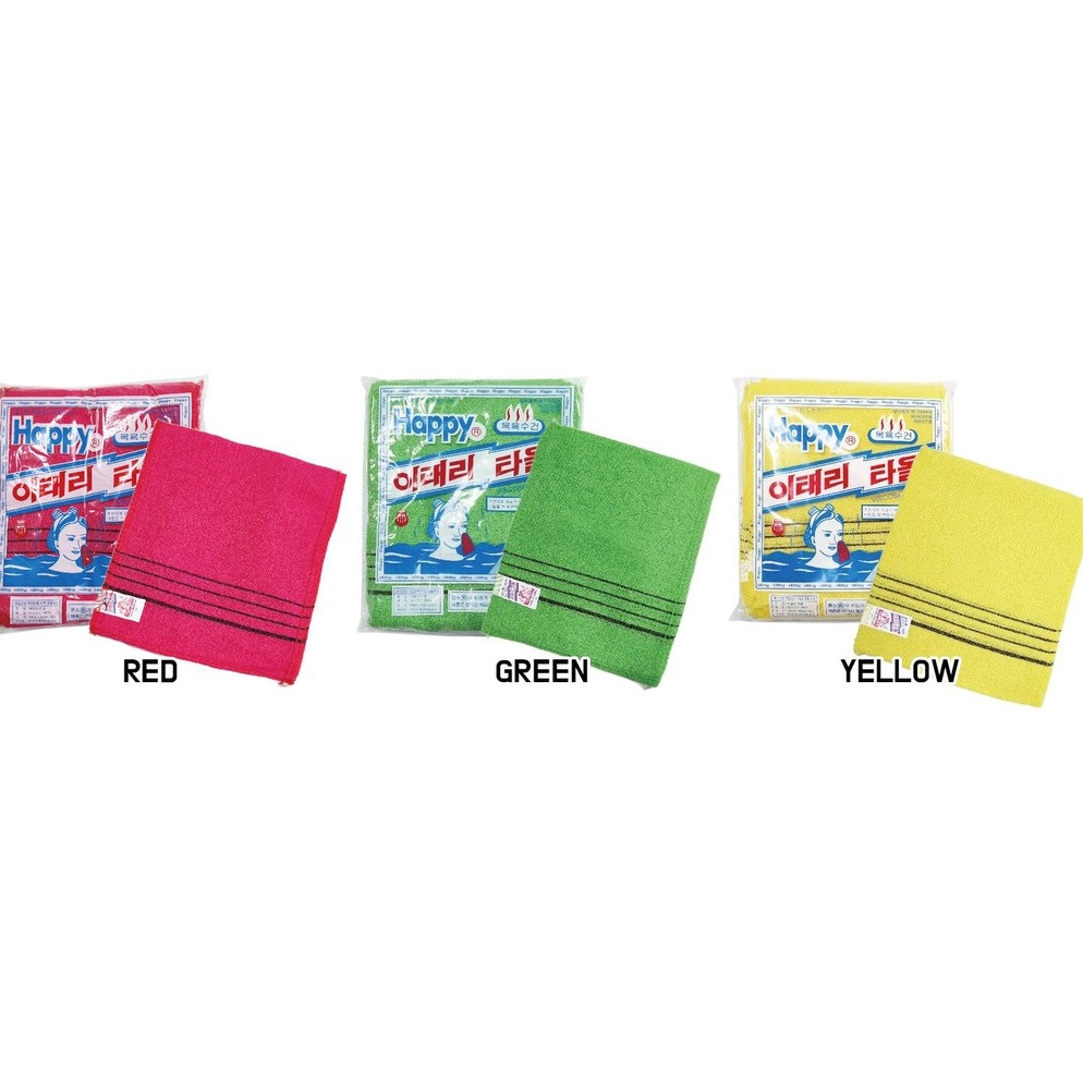 ล่าสุด HAPPY เกาหลี Exfoliating Towel ผ้าขนหนูขัดเกาหลี ITALY Scrub Daki