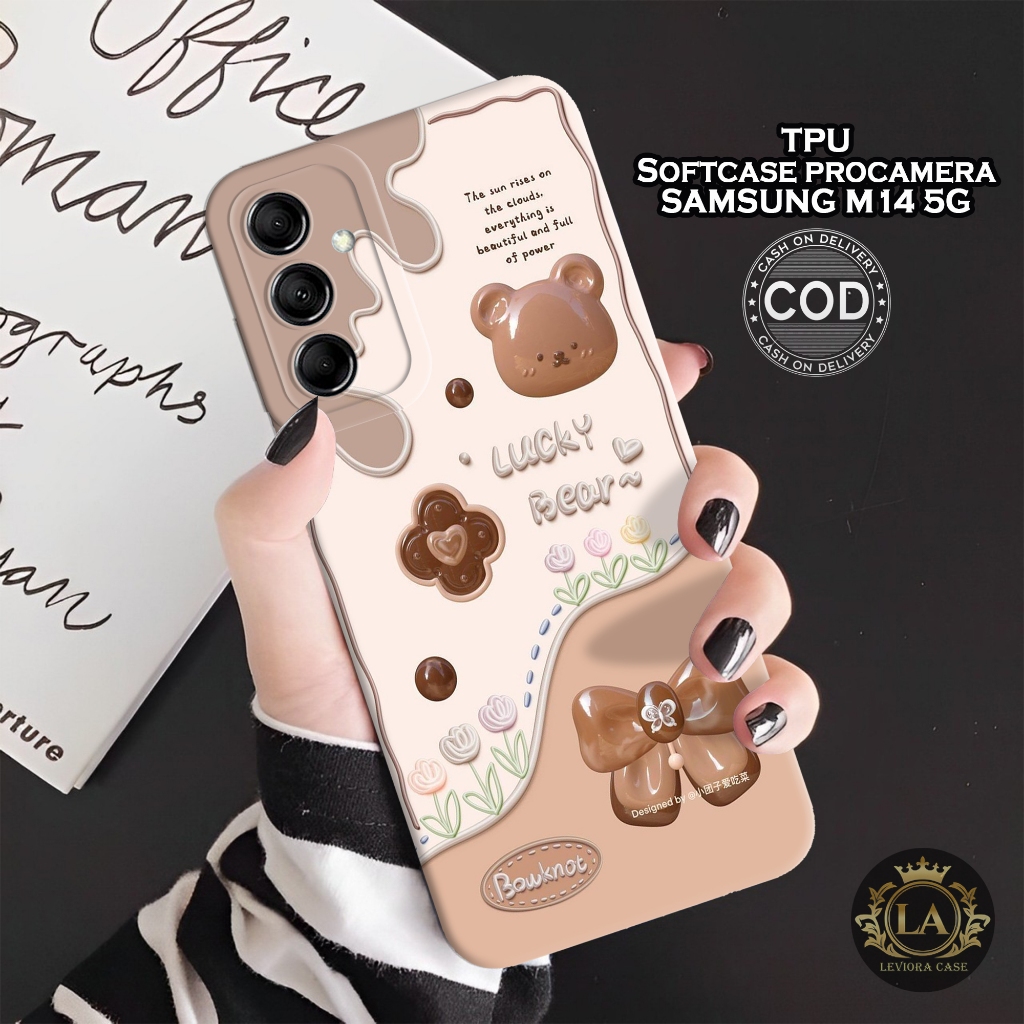 HP เคส Samsung M14 5G ล่าสุด - เคสแฟชั่น Bear - Samsung M14 5G Softcase - เคสกล้อง Pro - เคส Samsung