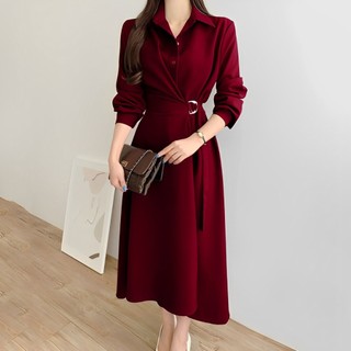 Fashion Fabric - Midi Dress Casual Kimono Style Over Size V-Neck Lengan Panjang #4304