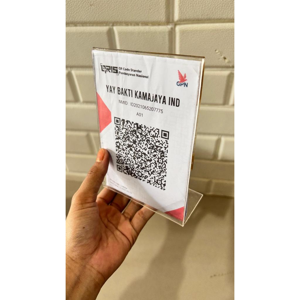 ขาตั้งอะคริลิค A6 Brochure/QRIS/MEU Stand/A6 Type L