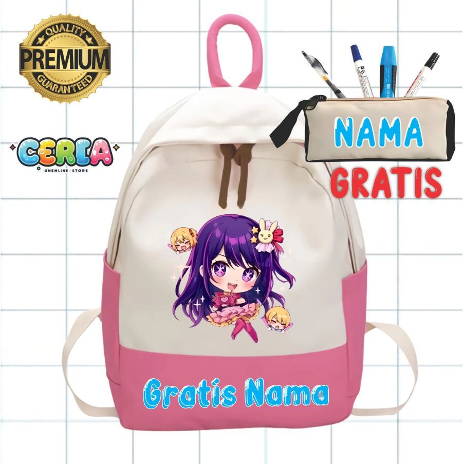 Oshi No Ko กระเป๋าเป้สะพายหลังสําหรับเด็กอนุบาลและประถมศึกษาพร้อมตัวละครอนิเมะ Oshi No Ko ฟรีชื่อที่