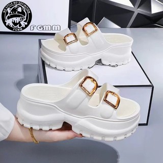 FGMM Sandal Wanita Karet Jelly Wedges  Tali Belakang Double Strap Platform EVA Elastis Empuk