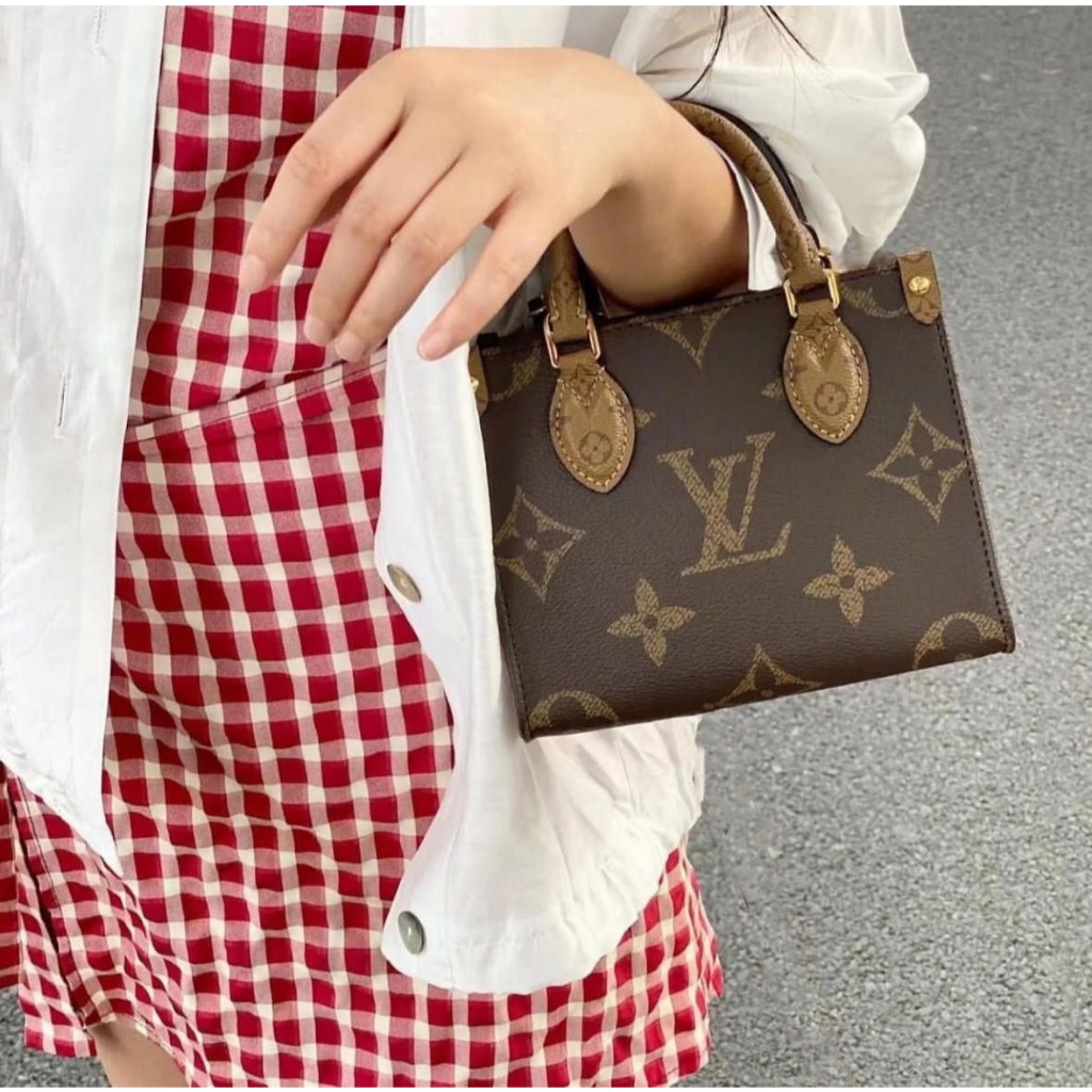 Lv On The GO Tote Womens Mini Tote Bag 7108 (แถมปกผ้า + BubbleWrap+NoSeries)