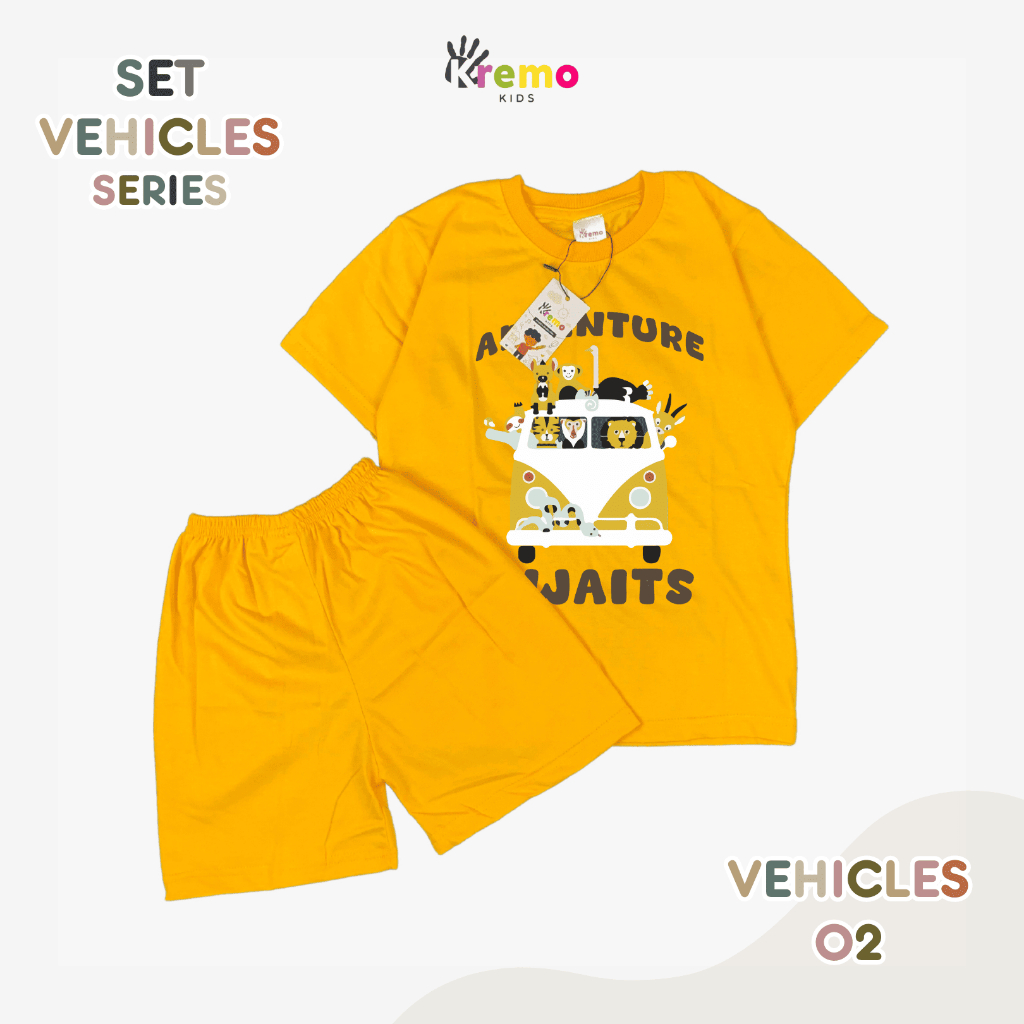 Kremo Kids - Vehicles Series Short Set for Girls 2-11 Years Old Vehicles 02