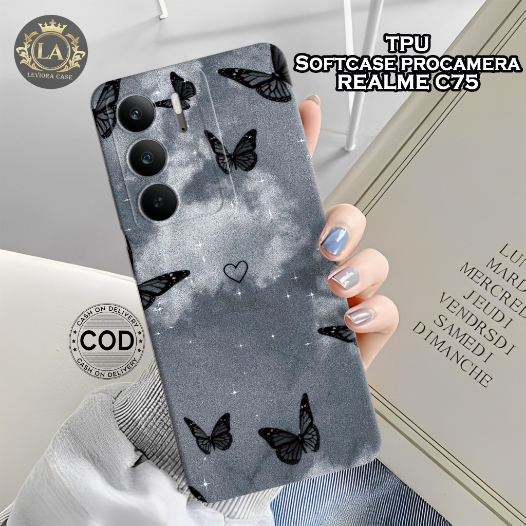 HP เคส Realme C75 ใหม่ล่าสุด 2024 - เคส Leviora - เคสแฟชั่นผีเสื้อ - Realme C75 2024 Softcase - เคส 