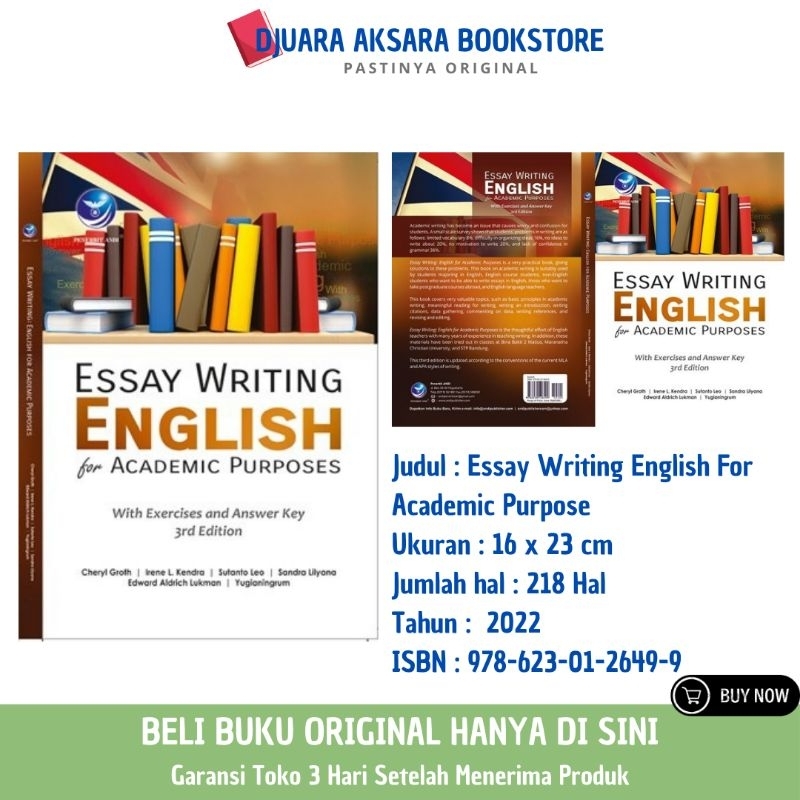 Essay Writing English สําหรับวัตถุประสงค์วิชาการ (การเขียนภาษาอังกฤษ Essay สําหรับวัตถุประสงค์วิชากา