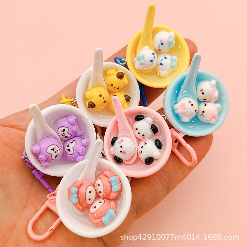 SANRIO Gantungan พวงกุญแจชามซานริโอ 3d / ชามพวงกุญแจซานริโอ Hello Kitty Melody Cinamoroll Pochaco Po