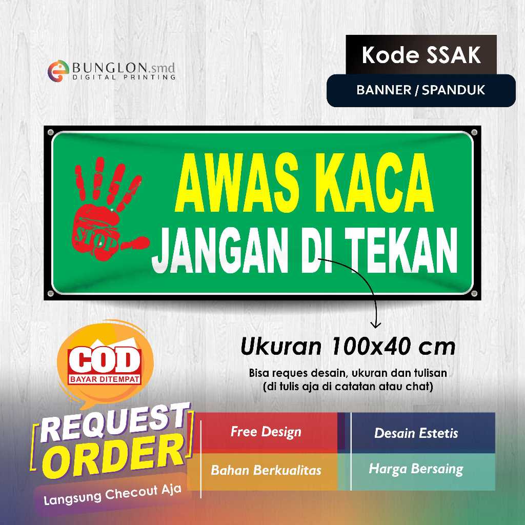 HIJAU BANNER BEWARE OF GLASS, DOLT PRESS, รหัส SSAK GREEN