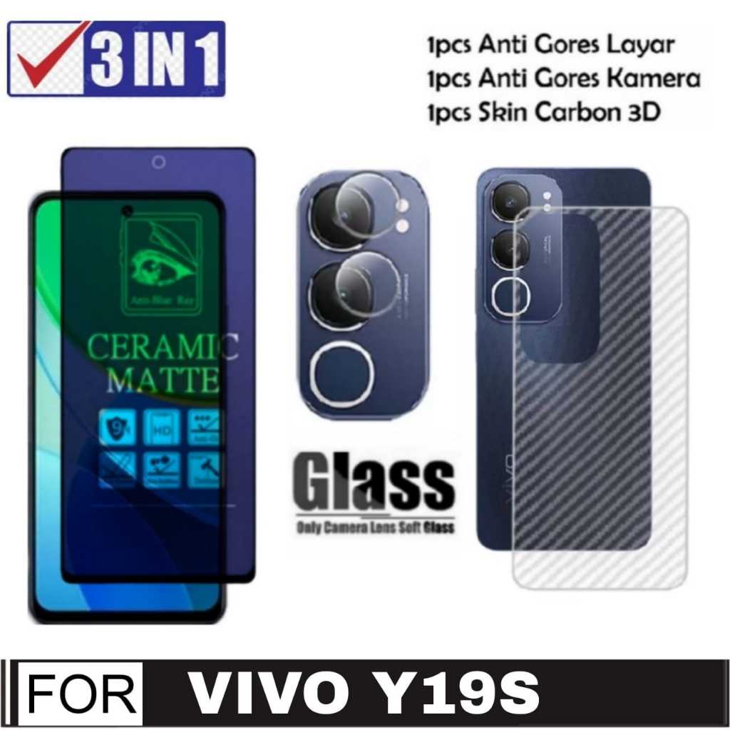 แพ็คเกจ 3 INC 1 TEMPERED GLASS VIVO Y19S MATTE ANTI BLUE