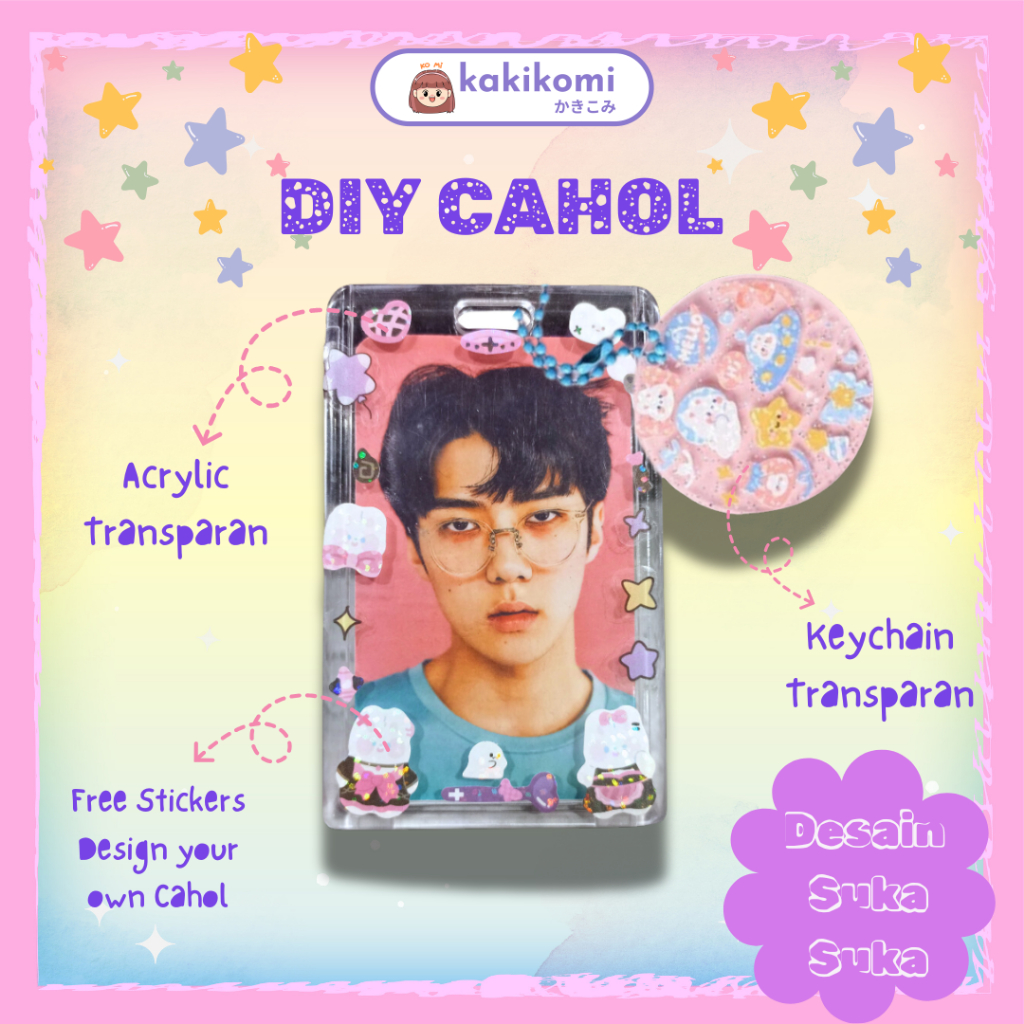 Kakkkomi DIY Cahol พวงกุญแจอะคริลิคใส Custom Cahol Photocard Kpop