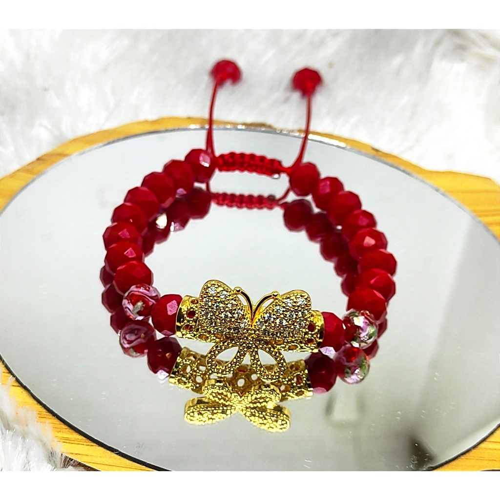 CZECH CRYSTAL BRACELET, CHARM BRACELET, BUTTERFLY MOTIF, BRACELET สําหรับผู้หญิงผู้ใหญ่