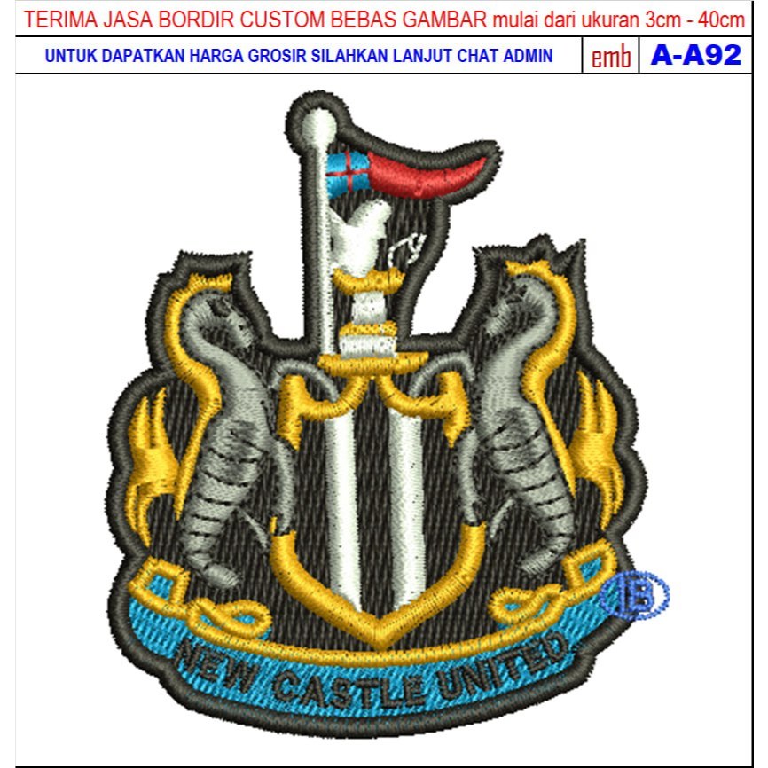 GIB PATCH EMBROIDERY LOGO A-A92 FOOTBALL CLUB NEWCASTLE-UNITED