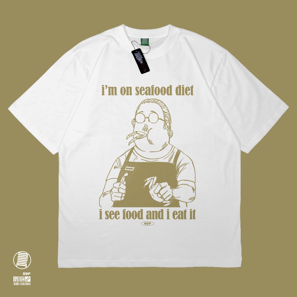 Im on Seafood Diet เสื้อยืด Sakamoto วัน Taro Meme อะนิเมะมังงะ Wibu ญี่ปุ่นเสื้อยืดผ้าฝ้าย Combed 24s DJA ผ้า