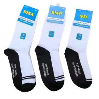 3PASANG KAOS KAKI PUTIH TELAPAK HITAM PANJANG ANAK SEKOLAH SD SMP SMA BAHAN BAGUS