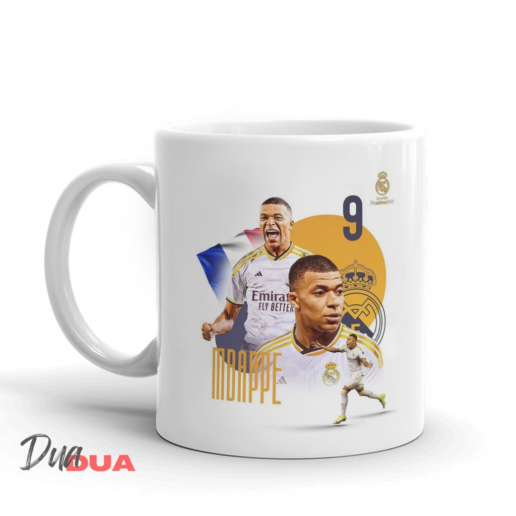 แก้ว Kylian Mbappe Real Madrid FC Art เบอร์ 9