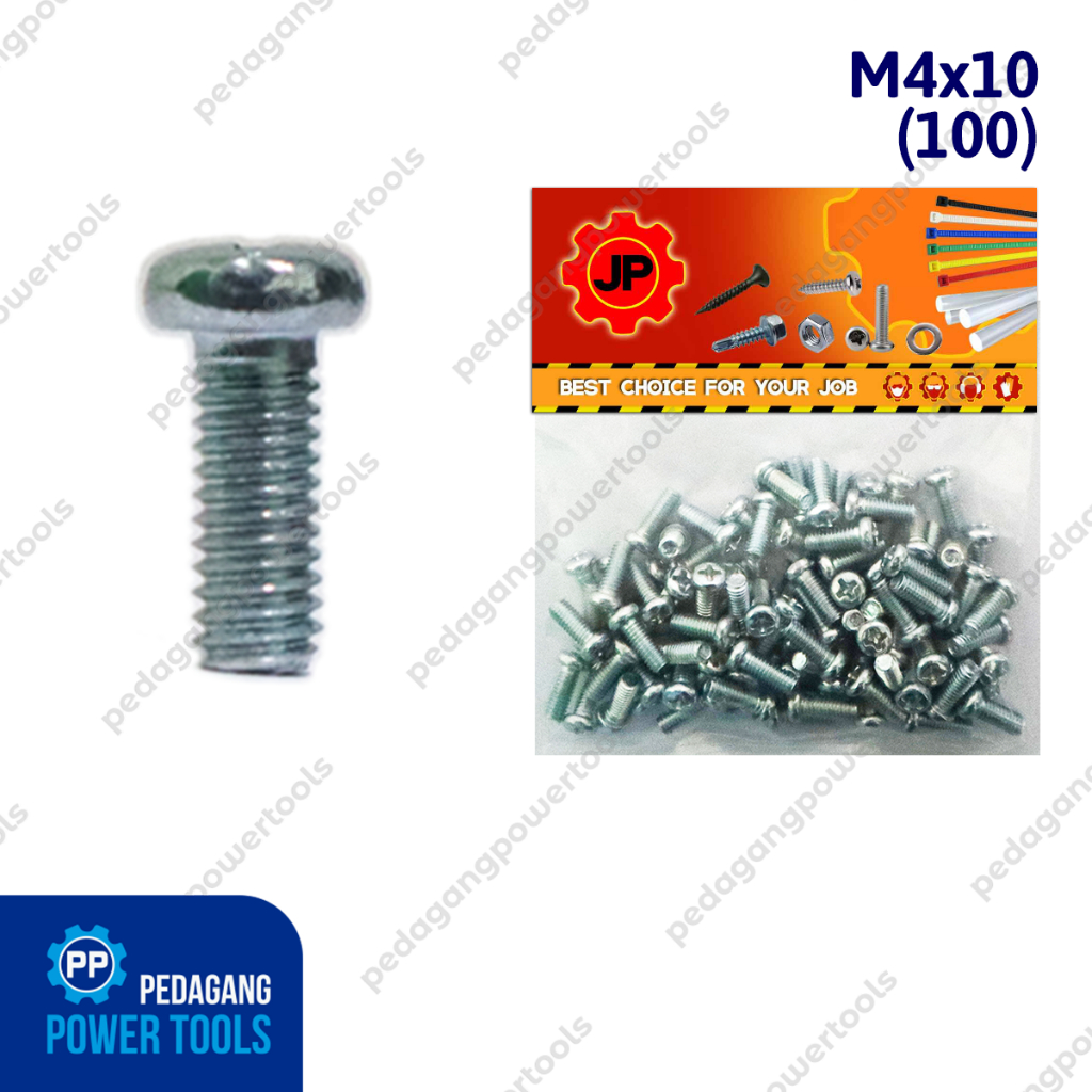 JP M 4 x 10 MM BOLT - JP 4x10 BOLT SCREW COTENTS 100 ชิ้น