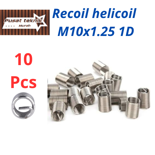 10 ชิ้น Recoil Helicoil M10x1.25 1D Recoil Helicoil Verbos เสียหายซ่อมด้าย