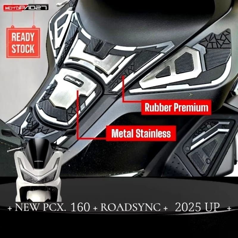 PCX 160 Roadsync 2025 Up Rubber Stainless Steel Motorcycle Tankpad