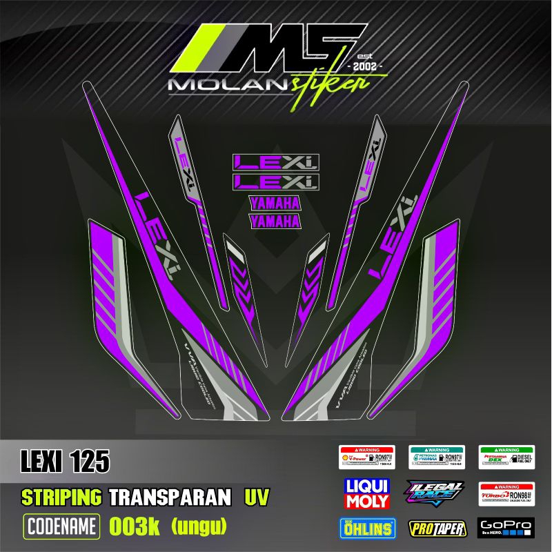 Ungu Decal สติกเกอร์ Striping Variations โปร่งใส Uv Lexi 125 2018-2023 Yamaha Lexi 125 เก่า Lexi 125