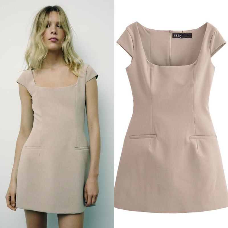 Khaki A Line Mini Dress 76547 (AZ)