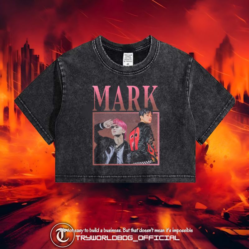 TRYWORLDG OFFICIAL "MARK LEE" OVERSIZED CROPTOP | เสื้อครอปล้าง | MARK LEE WASHING VINTAGE TEE CROP 