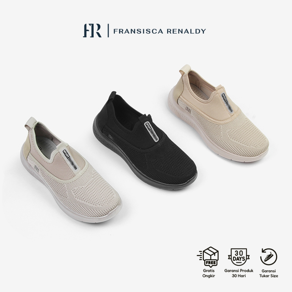 Fransisca Renaldy รองเท้าผ้าใบผู้หญิงถักแบบสวมขนาด 36-41 รองเท้ากันลื่น L.Regina