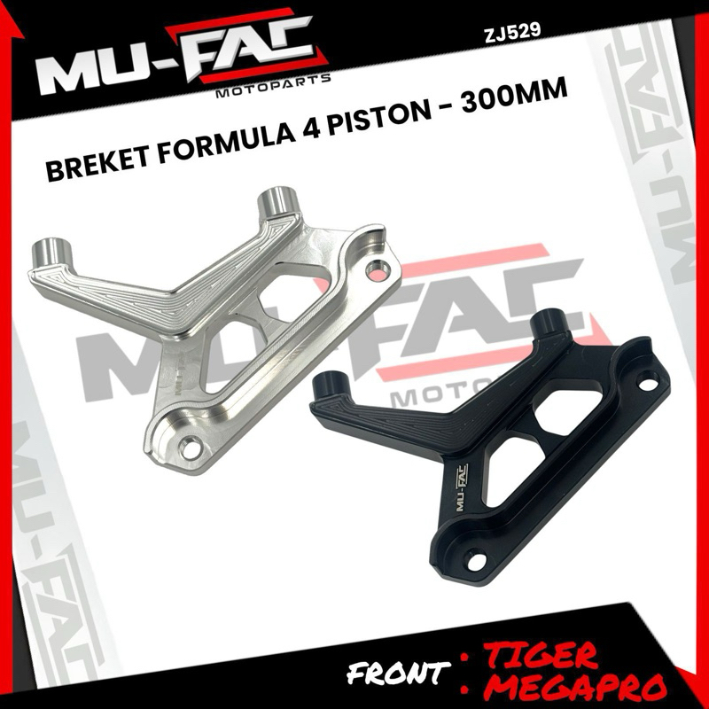 Mufact Formula 4 Piston Caliper Bracket Tiger / Mega Pro Disc 300MM CNC ZJ529 สีดํา -