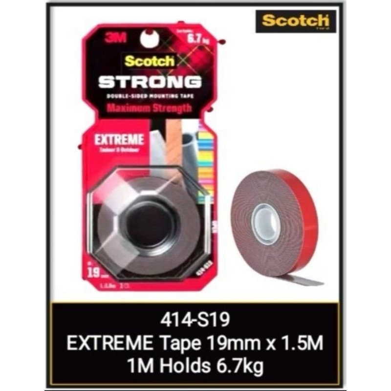 3M Scotch Double Side-Mounting Extreme Tape 19mm x 1.5m 414-S19