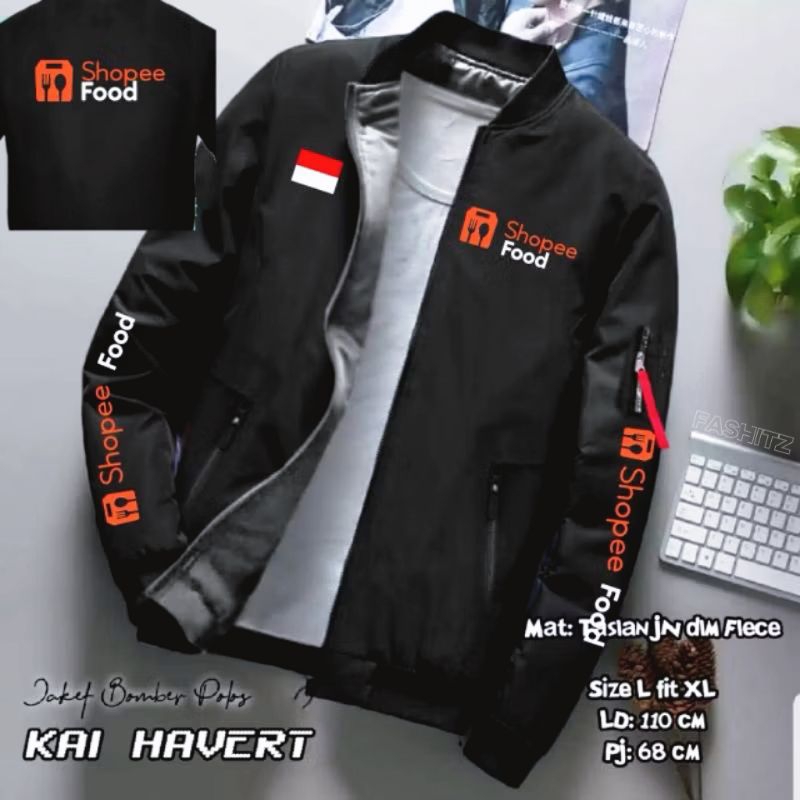 FASHITZ_ Kai Havert Driver Shopee Food Outwear Mat Taslan JN ขนแกะ Unisex Bomber Jacket
