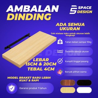 Rak Ambalan Dinding Minimalis Extra Lebar 20 cm Buku Kayu Tempel Kamar Mandi Dapur Serbaguna