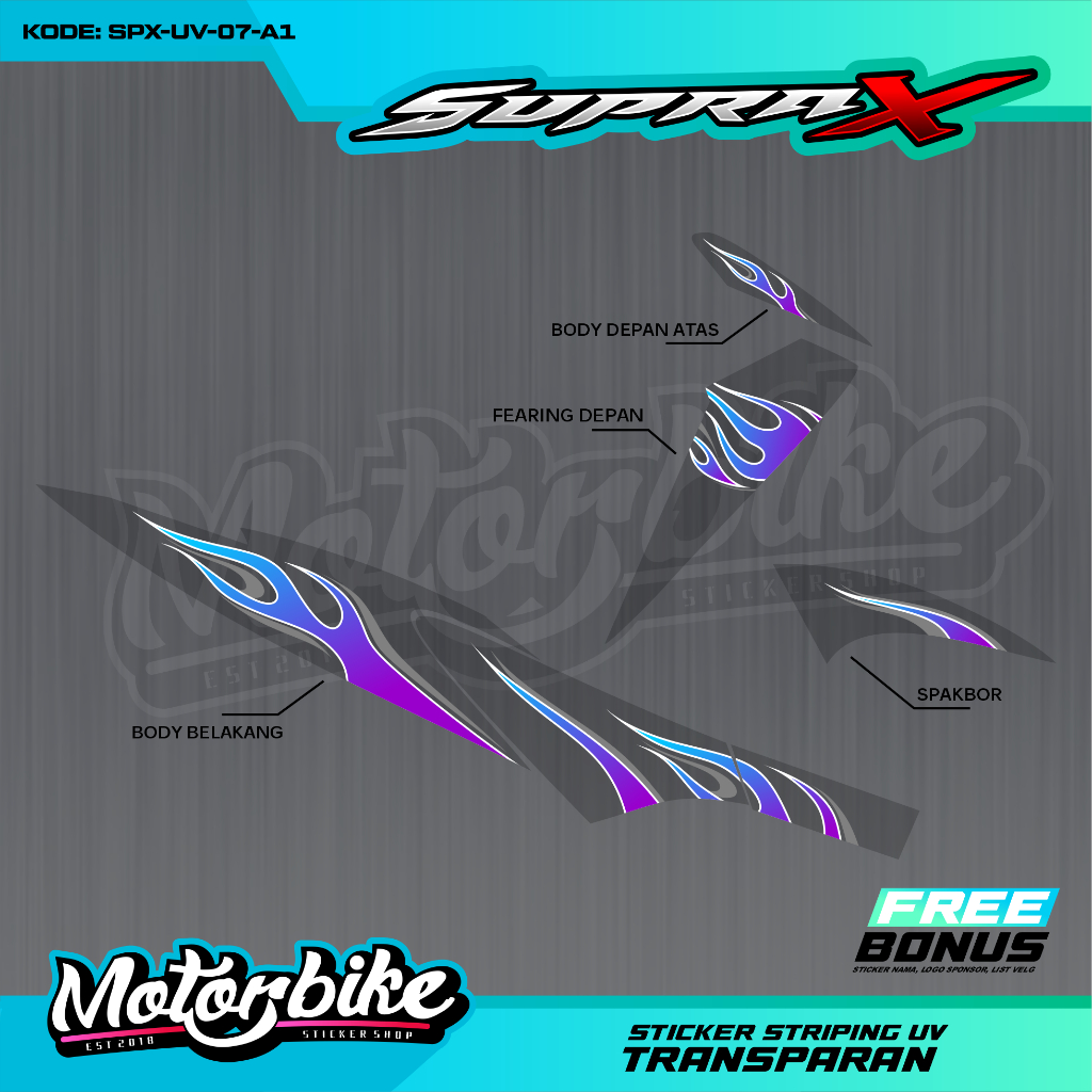 TRASPARENT STRIPING SUPRA X 125 D NEW MOTIF 10 / SUPRA BATMAN / สติ๊กเกอร์ SUPRA X 125 / สติ๊กเกอร์ 