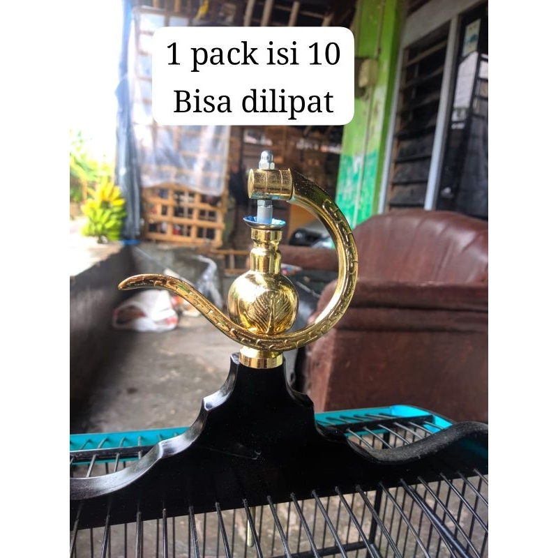 GANTUNGAN WHOLESALE FOLDABLE BIRD CAGE ไม้แขวนเสื้อพร้อมทอง ROUND PION 1 แพ็คบรรจุบรรจุบรรจุ 10