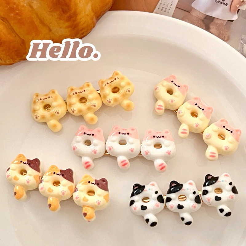 Donuts Cat Hairpin Cute Motif