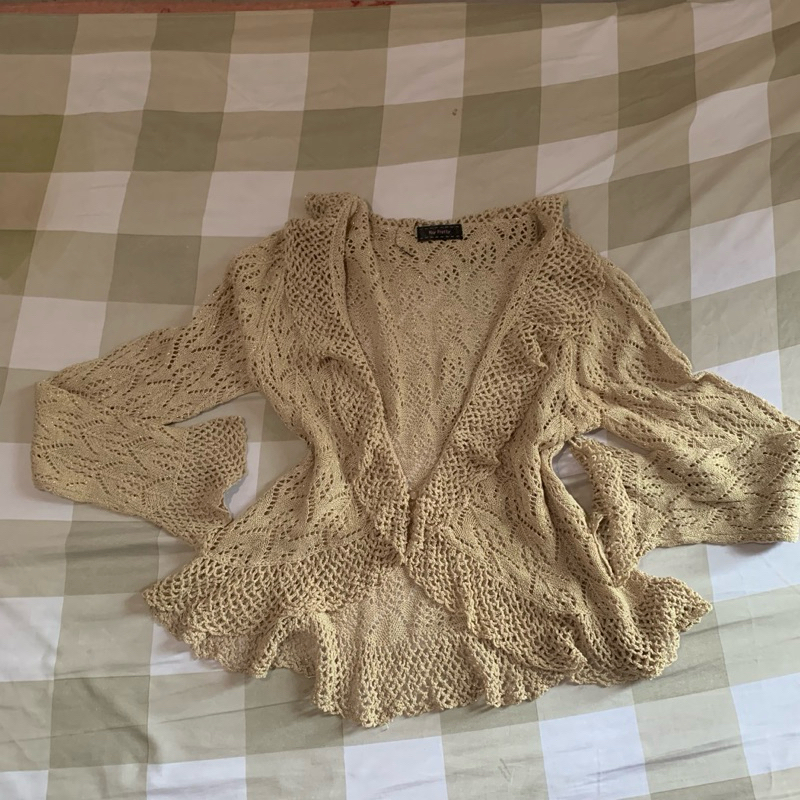 Ruffle Lace คาร์ดิแกน coquette cotagecore Fairycore Milkmaid mori kei ครีมไม่ liz liza Axes femme