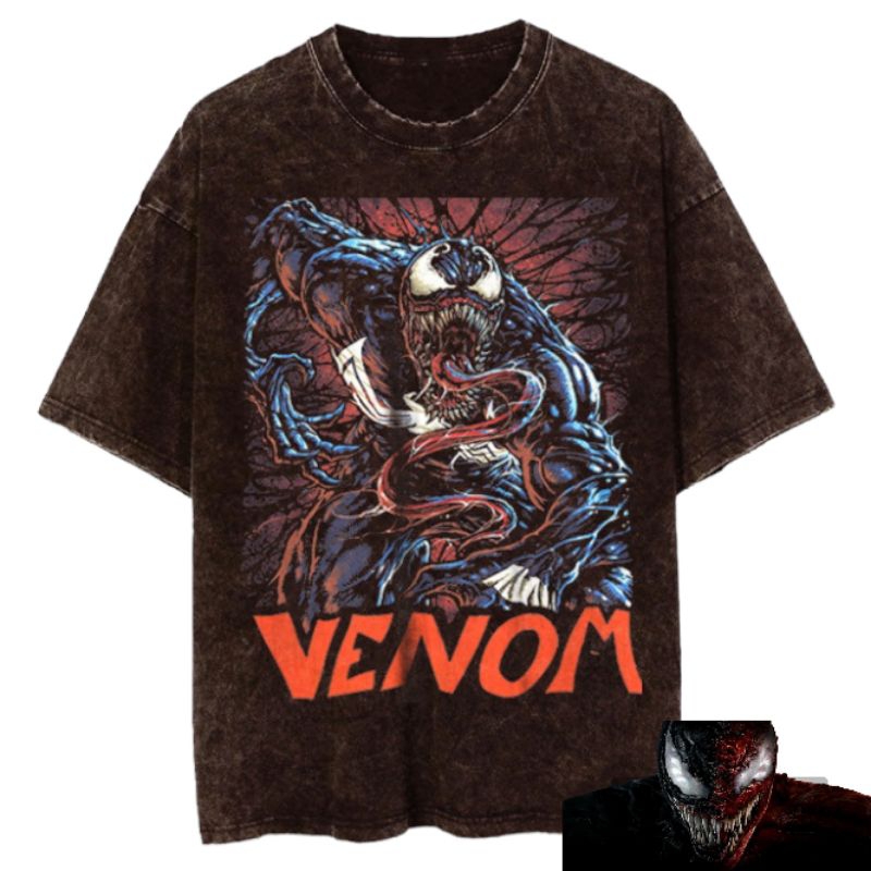 Venom Spiderman Marvel Comic Vintage Wash เสื้อยืด/เสื้อยืด Venom Vintage Wash Style Unisex Oversize
