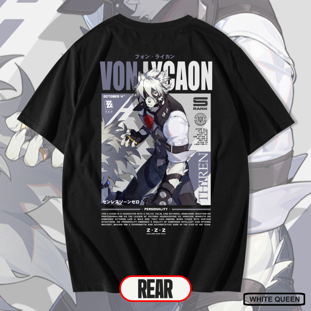 VON LYCAON ZENLESS ZONE ZERO เสื้อยืด - MENS & WOMENS DISTRO เสื้อยืด ANIME & เกมเสื้อยืด ZZZ VON LY