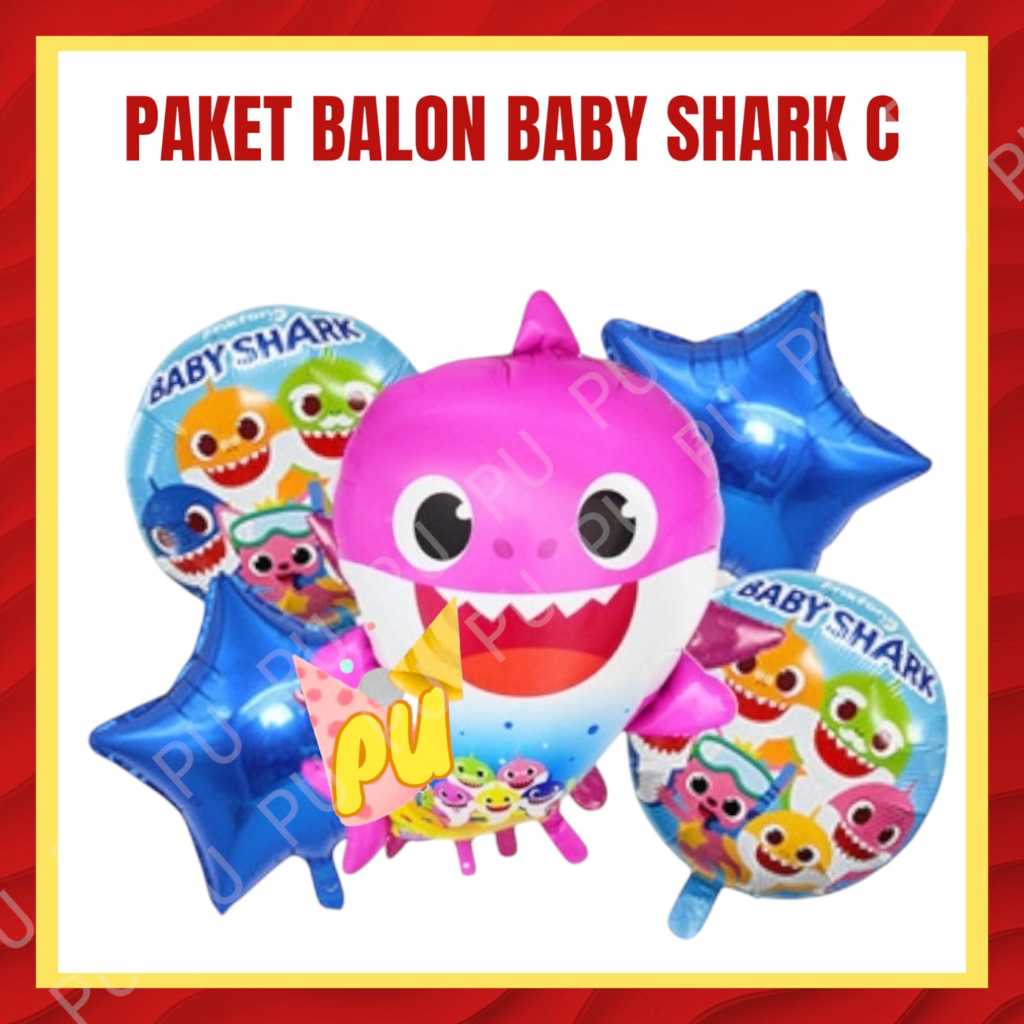 แพ็คเกจลูกโป่ง BABY SHARK C / ของตกแต่งวันเกิด Baby Shark