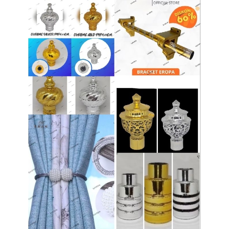 CURTAIN EQUIPMENT / ใหม่ EUROPEAN MOTIF CURTAIN POLE BRACKET ALREADY WITH NAILS / AESTHETIC CURTAIN 